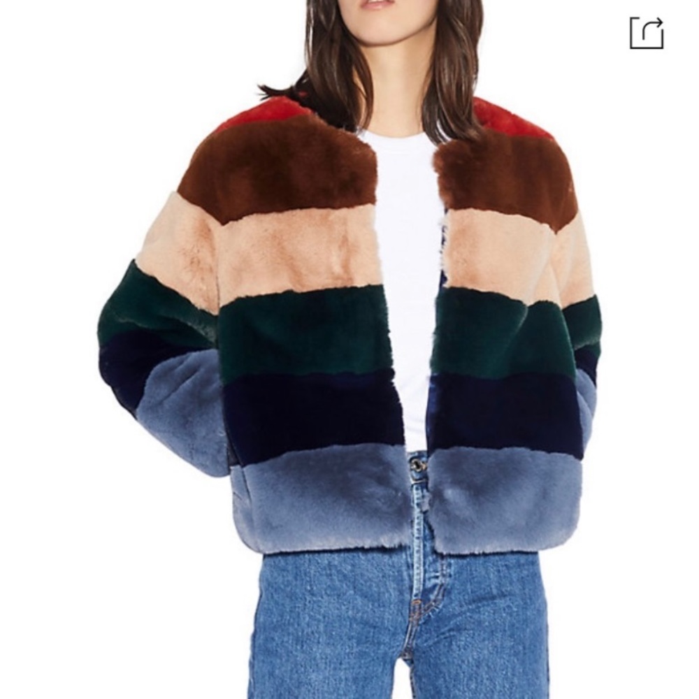 Apparis faux fur rainbow coat